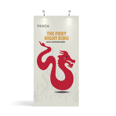 Trade show tension fabric display featuring dragon graphic and book series promotion for exhibitions