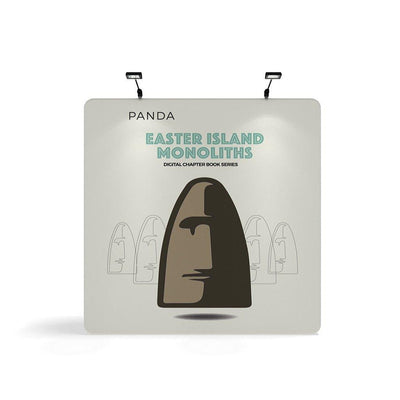 Tension fabric trade show display featuring Easter Island monoliths design for exhibitions and events