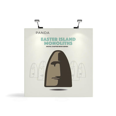 Trade show display featuring Easter Island monolith graphic for exhibitions and special events