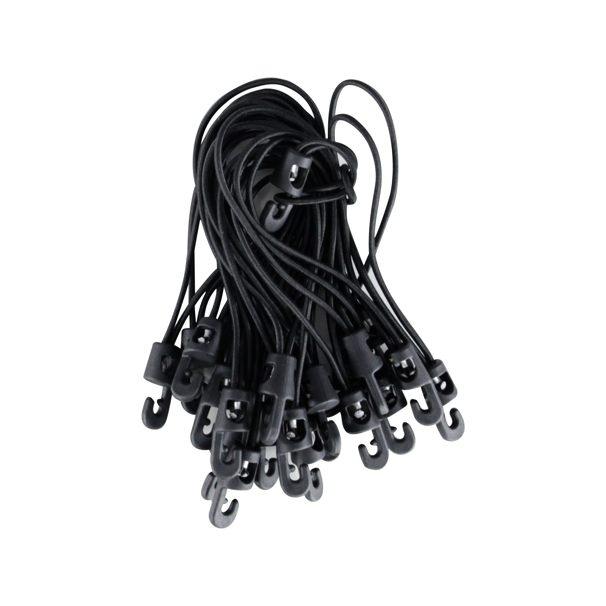 Elastic cords with hooks used for securing trade show displays and exhibition setups