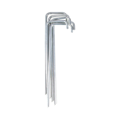 Metal stakes for securing tents and displays at trade shows and special events