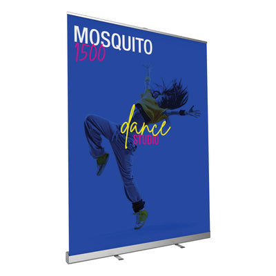 Mosquito 1500 retractable banner stand featuring dynamic dance studio graphic for trade shows and events