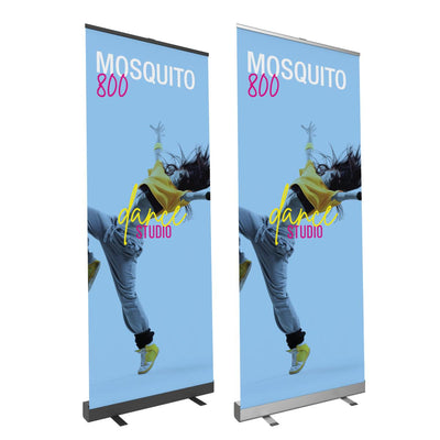 Dual retractable banner stands featuring dynamic dance studio graphics for trade shows and exhibitions
