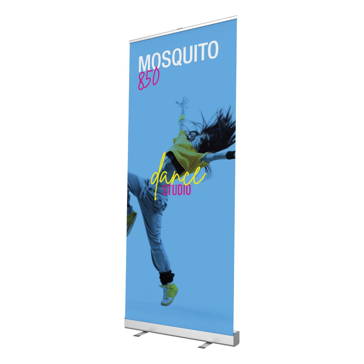 Mosquito 850 retractable banner stand with dynamic dance studio graphic for trade show displays