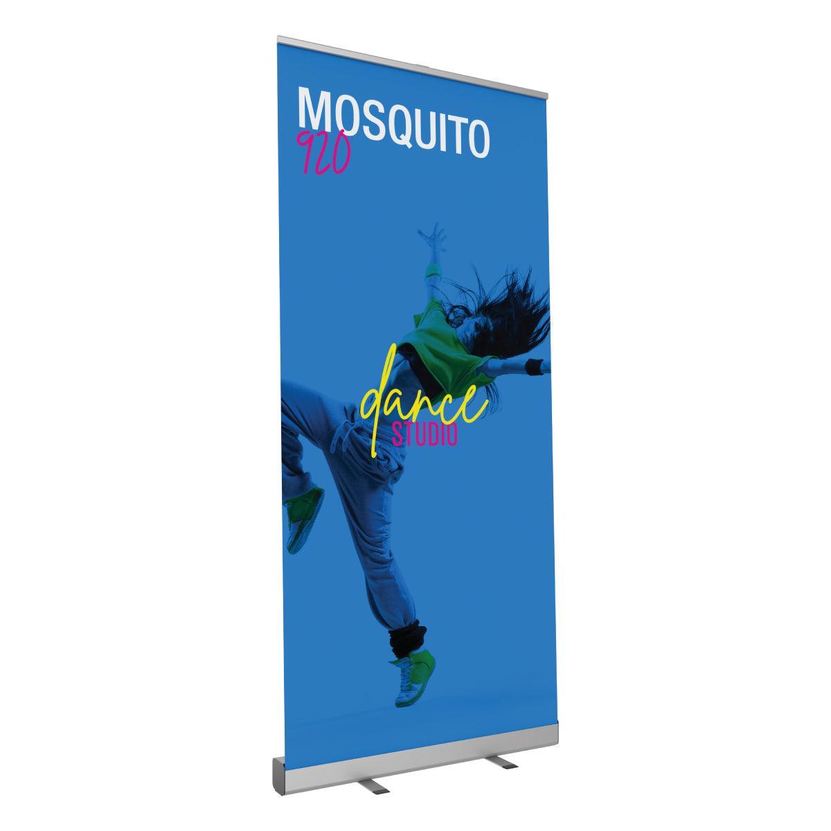 Retractable banner stand featuring dynamic dance studio advertisement for trade shows and exhibitions