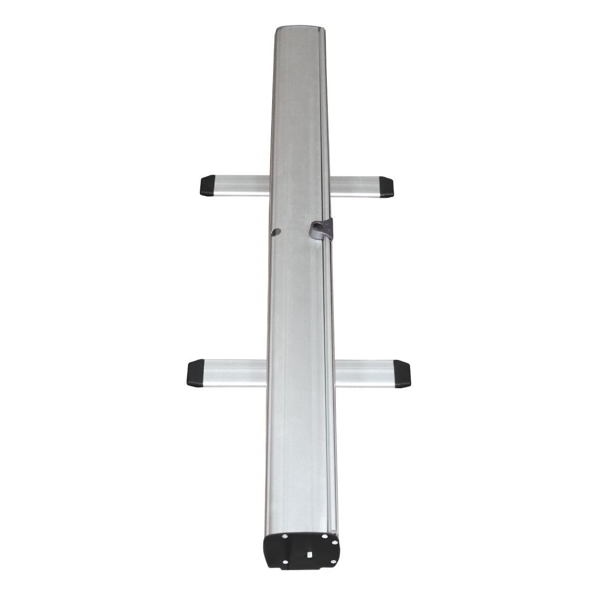 Compact banner stand base for trade shows and exhibitions with stabilizing feet for special events