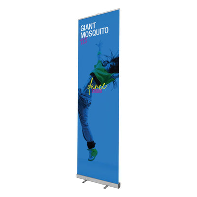 Tall roll-up banner stand showcasing dance studio promotion, ideal for trade shows and exhibitions