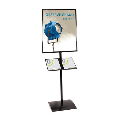 Trade show display stand with poster frame and brochure holder for exhibitions and events
