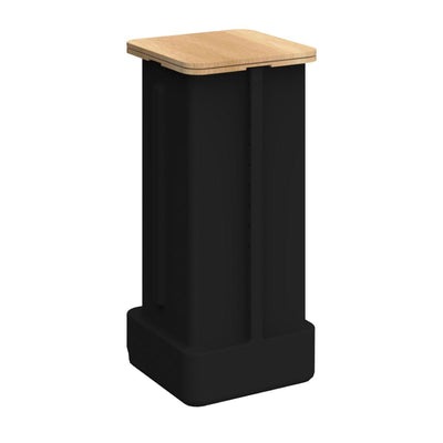 Compact trade show podium with sturdy base and flat top for exhibitions and events
