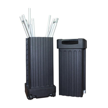 Expandable shipping case with handle and wheels for trade shows, exhibitions, and event transport