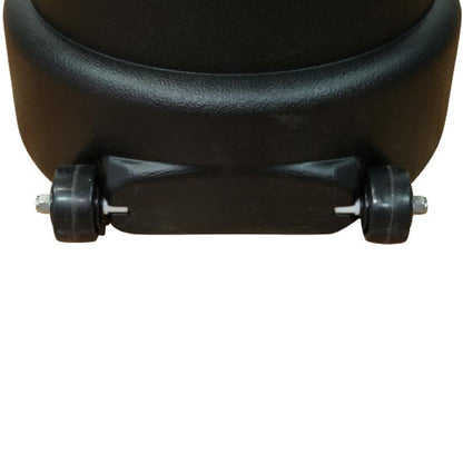 Close-up of durable wheel attachment on protective case for trade shows and exhibitions