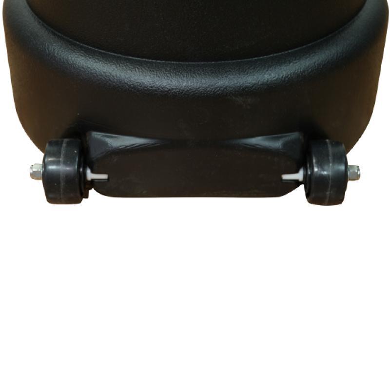 Close-up of durable wheel attachment on protective case for trade shows and exhibitions