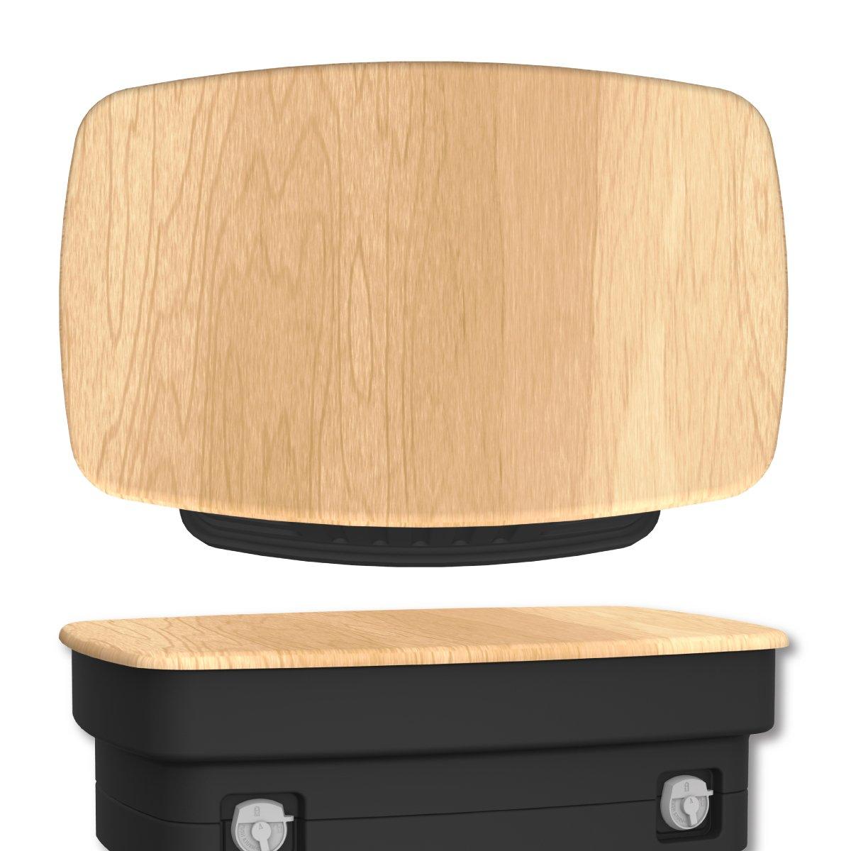 Compact countertop display case with wooden surface ideal for trade shows and exhibitions