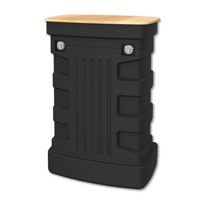 Portable exhibit counter with locking latches and curved countertop for trade shows and events