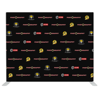 10ft single-sided fabric display backdrop with photography logos for trade shows and exhibitions