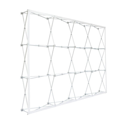 Collapsible pop-up frame structure for fabric display used in trade shows and exhibitions