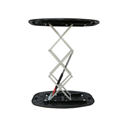 Adjustable scissor lift table for trade shows and exhibitions with sturdy base and platform