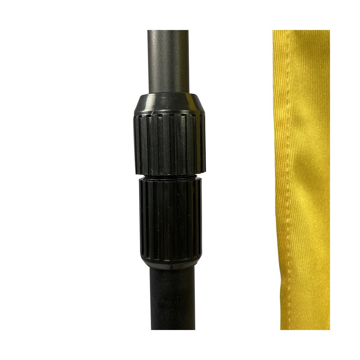 Adjustable pole connector for trade show backwall display frame with fabric side panel