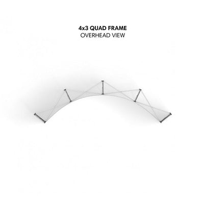 Overhead view of 4x3 quad frame curved display structure for trade shows and exhibitions