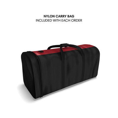 Compact nylon carry bag for easy transport of trade show and exhibition materials
