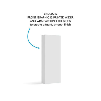 Straight fabric display for trade shows with endcaps wrapping graphics for smooth finish