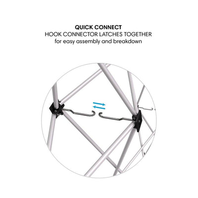 Hook connector latch for quick assembly on trade show display frame at exhibition events