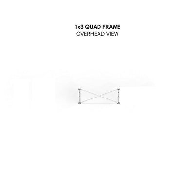 Overhead view of 1x3 quad frame trade show display frame for exhibitions and events