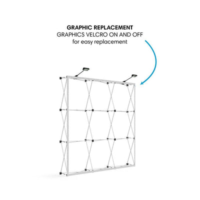 8ft collapsible trade show display frame with easy graphic replacement via velcro for exhibitions