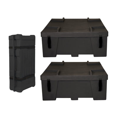 Durable transport cases designed for trade shows and exhibitions with secure latches and stackable design