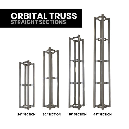 Orbital truss straight sections in various lengths for trade show structures and event exhibits