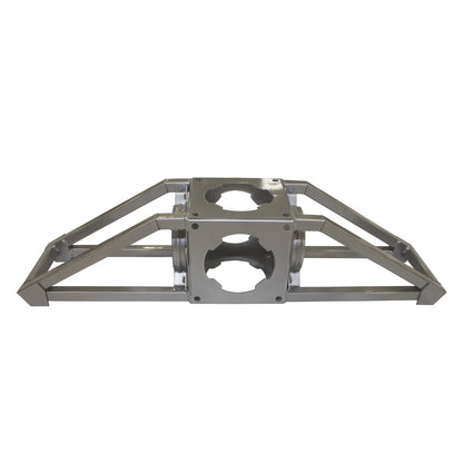 Metal truss connector base for modular trade show and exhibition display assemblies