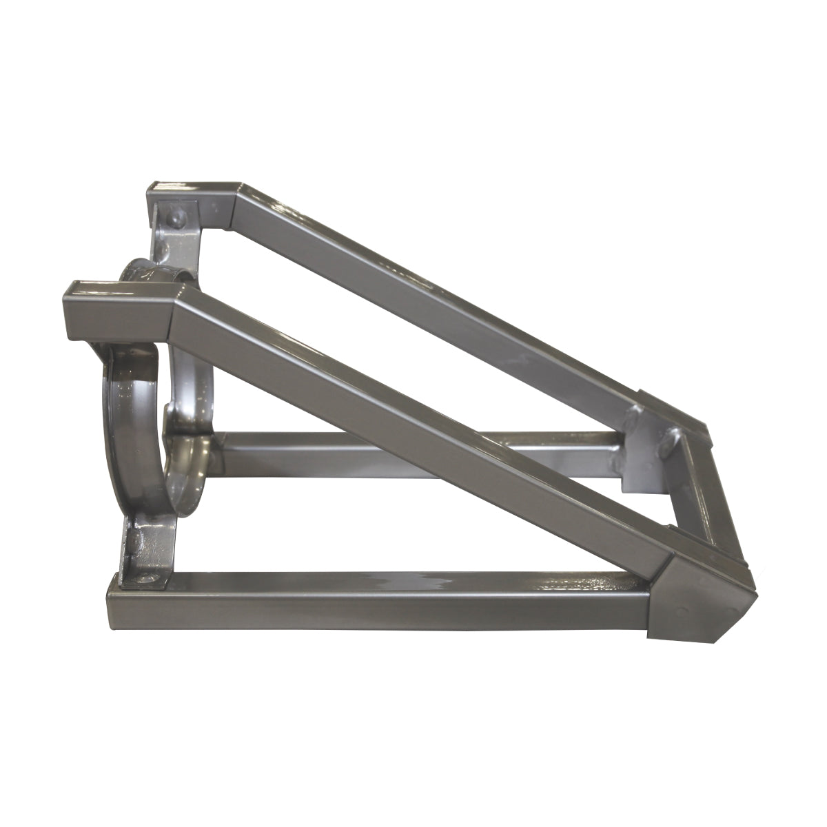 Metal structural base frame with angular supports for trade show and exhibition setups
