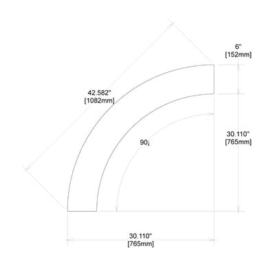 90-degree curved truss section technical drawing for trade show and event setups