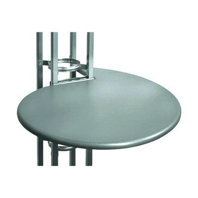 Round tabletop accessory attached to modular truss system for trade shows and exhibitions