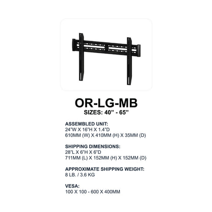 Large monitor bracket for 40 to 65 inch screens ideal for trade shows and exhibitions mounting