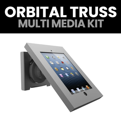 Tablet kiosk enclosure for trade shows and exhibitions with secure mounting and touch display