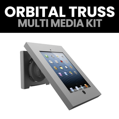 Tablet kiosk enclosure for trade shows and exhibitions with secure mounting and touch display