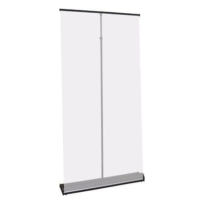 Retractable banner stand with adjustable pole for trade shows and exhibition displays