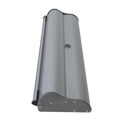 Compact trade show retractable banner stand base with durable aluminum construction for exhibitions