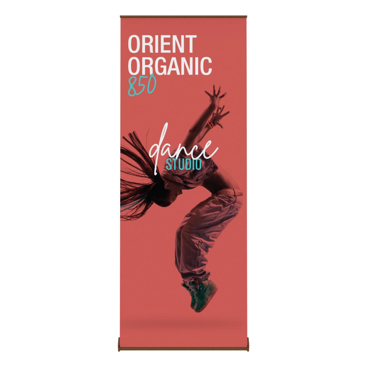 Orient Organic 850 banner stand showcasing dynamic dance studio promotion for trade shows and exhibitions