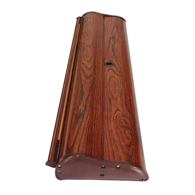 portable retractable banner stand with wood finish base for trade shows and exhibitions