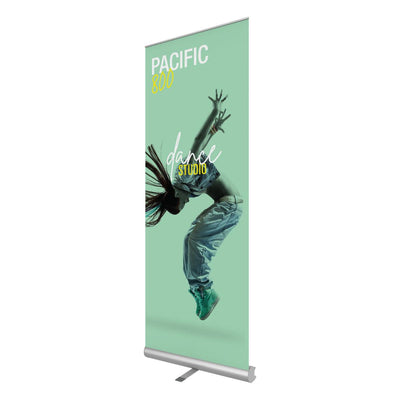 Retractable banner stand featuring dynamic dance studio design for trade shows and exhibitions