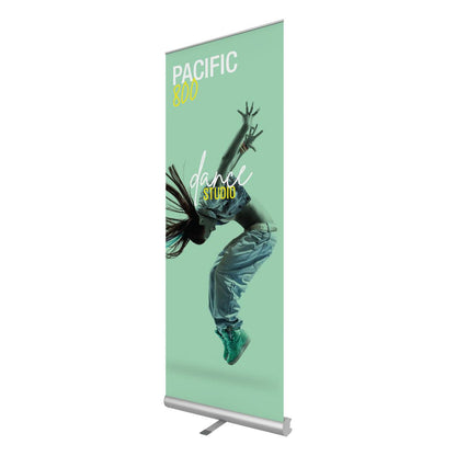 Retractable banner stand featuring dynamic dance studio design for trade shows and exhibitions