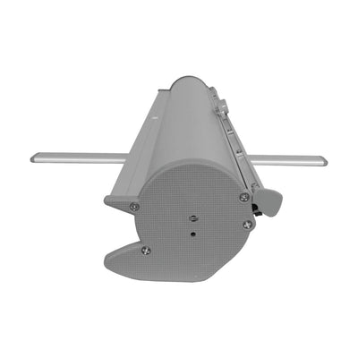 Retractable banner stand base with extended support arms for trade show and exhibition displays