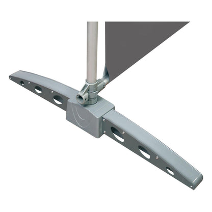 Base support of a banner stand designed for trade shows and exhibitions