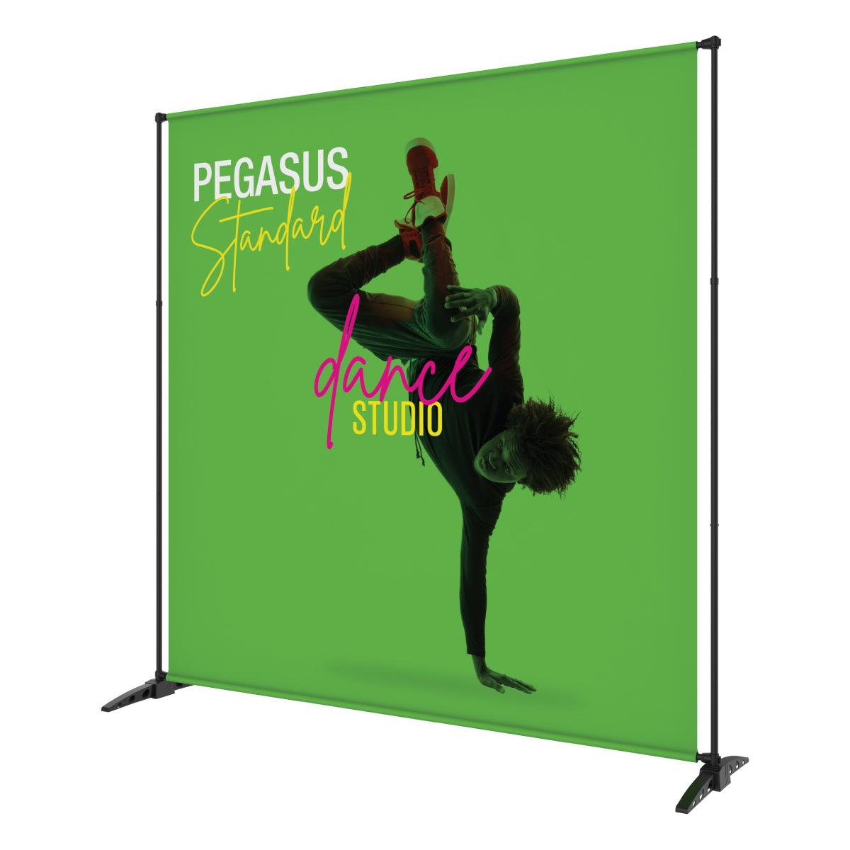 Trade show banner stand featuring a dynamic dancer in a studio pose for exhibitions and events