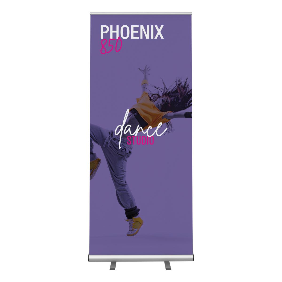 Phoenix 850 banner stand with dynamic dance studio graphic for trade show and event displays