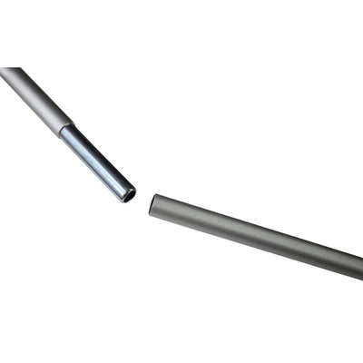 Close-up of trade show banner stand metal connection poles for easy assembly