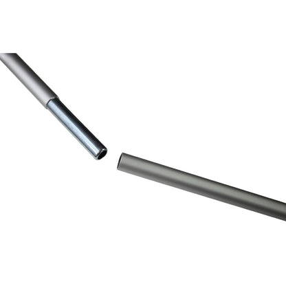 Close-up of trade show banner stand metal connection poles for easy assembly