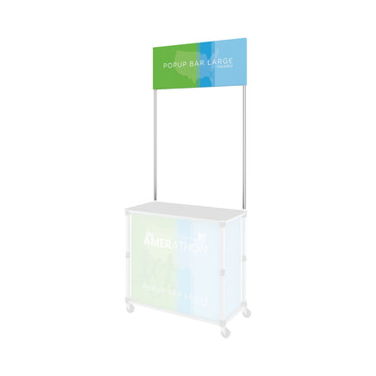 Popup bar display with large header for trade shows, exhibitions, and special event branding
